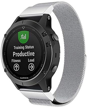 VICARA compatible Garmin Fenix 5/Garmin Instinct Watch Band,Stainless Steel Link Band Easy Fit Replacement Watch Strap for Garmin Fenix 5 watch/Garmin Instinct