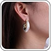 Sttiafay Vintage Pearl Hoop Earrings Pearl C Shape Earrings Chunky Gold Hoop Earrings Boho Pearl Stud Earrings Baroque Pearl Dangle Earrings Jewelry for Women