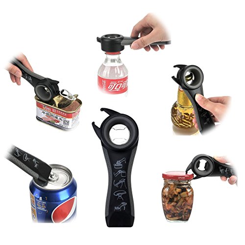 Professional Multi Bottle Opener, 5 In 1 Jar Bottle Can Opener, Lid Twist Off Gripper,Soft Grips Handle,Multifunction Opener for Seniors Rheumatoid Arthritis,FDA Approved