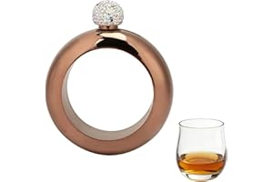 Bangle Flask, 3.5oz Stainless Steel Innovative O Shape Hip Flask Wrist Decortaion Crystal Lid Lightweight Bracelet Jug for Da