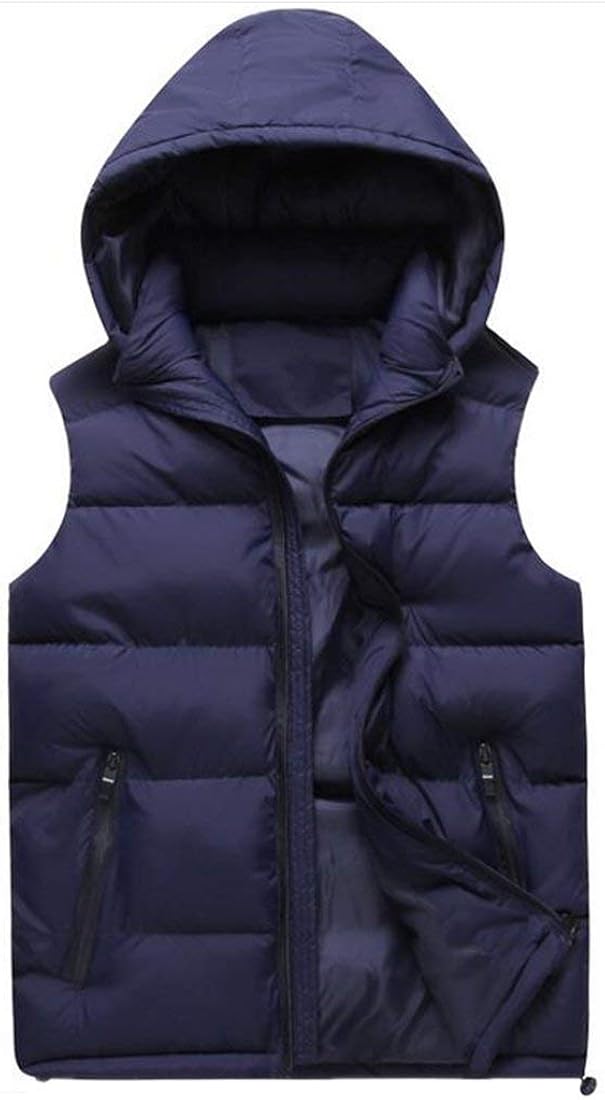 Men's Winter Autumn Down Hooded Unique Jacket Quilted Vest Hooded Vest