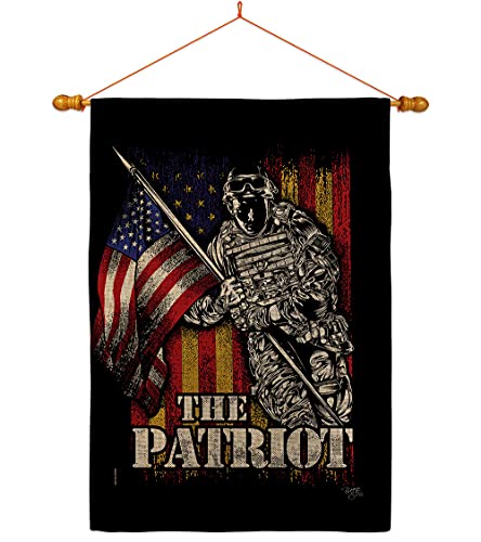 Breeze Decor The Patriot Burlap House Flag Dowel Set Armed Forces Branches Supp…