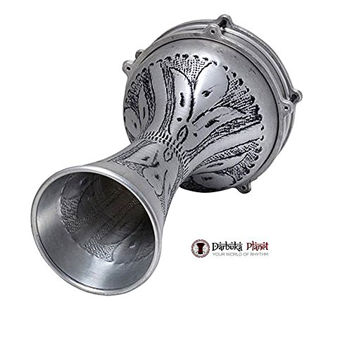 The ZAZA Percussion The 16'' Silver Lotus Aluminum Darbuka Doumbek. - Thumbnail 2
