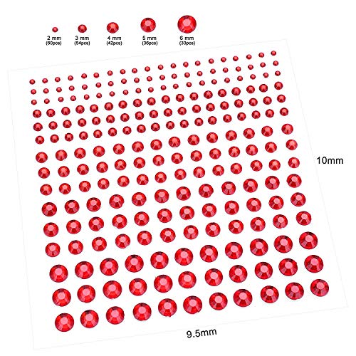 Phogary Self-Adhesive Rhinestone Sticker 3375 Pieces Crystal in 5 Size 15 Colors Bling Craft Jewels Gem Stickers for Crafts, Body, DIY Nails, Festival, Carnival, Makeup