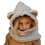 Girl Winter Hat Scarf Knit Warm Earflap Hat Caps for Kids as