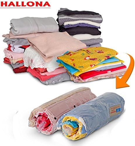 Hallona Travel Space Saver Reusable No Vacuum or Pump Needed Storage Hand Roll Bag (Pack of 12)