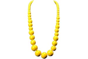 CAIYAO Colorful Natural Wood Round Beaded Strand Necklaces Bohemian Retro Multicolor Bib Big Round Bead Chunky Necklace Ethnic Costume Statement for Women Men Unisex Fashion Wedding Jewelry Gifts