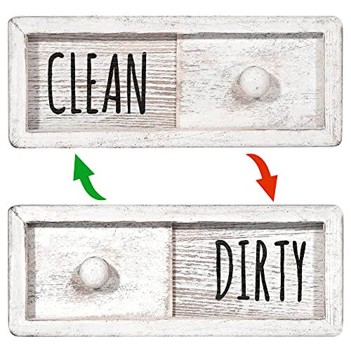 WOJOGO Dishwasher Clean Dirty Sign Farmhouse Rustic Wood Clean