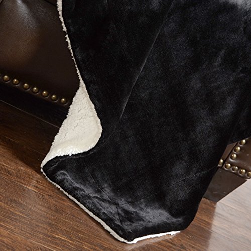 Merrylife Decorative Sherpa Throw Blanket Ultra-Plush Comfort | Soft, Colorful | Home, Couch, Outdoor, Travel Use (60"70", BLACK)