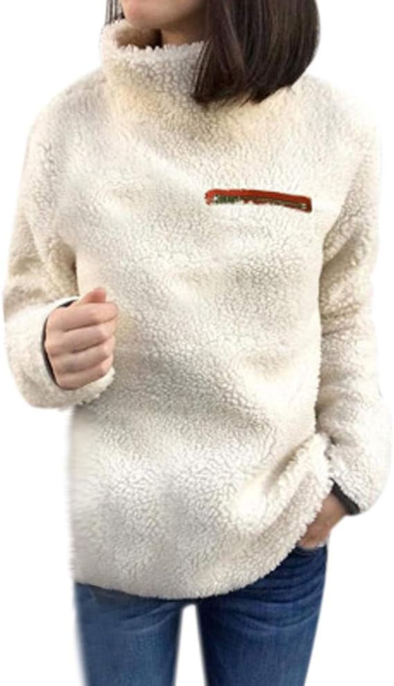 Amazon ボア パーカー レディース 長袖 ハイネックパーカー ゆったり プルオーバー アウター スリム 着痩せ 冬服 防寒 あったか モコモコ パーカー 厚手 アウター 韓国風 オフィス 30代 40代 50代 60代 トレーナー パーカー 通販