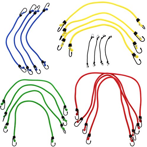 ABN Heavy Duty Bungee Cord Assortment with Hooks 10, 18, 20, 24 30 Inch Bungee Straps - 20 Pack