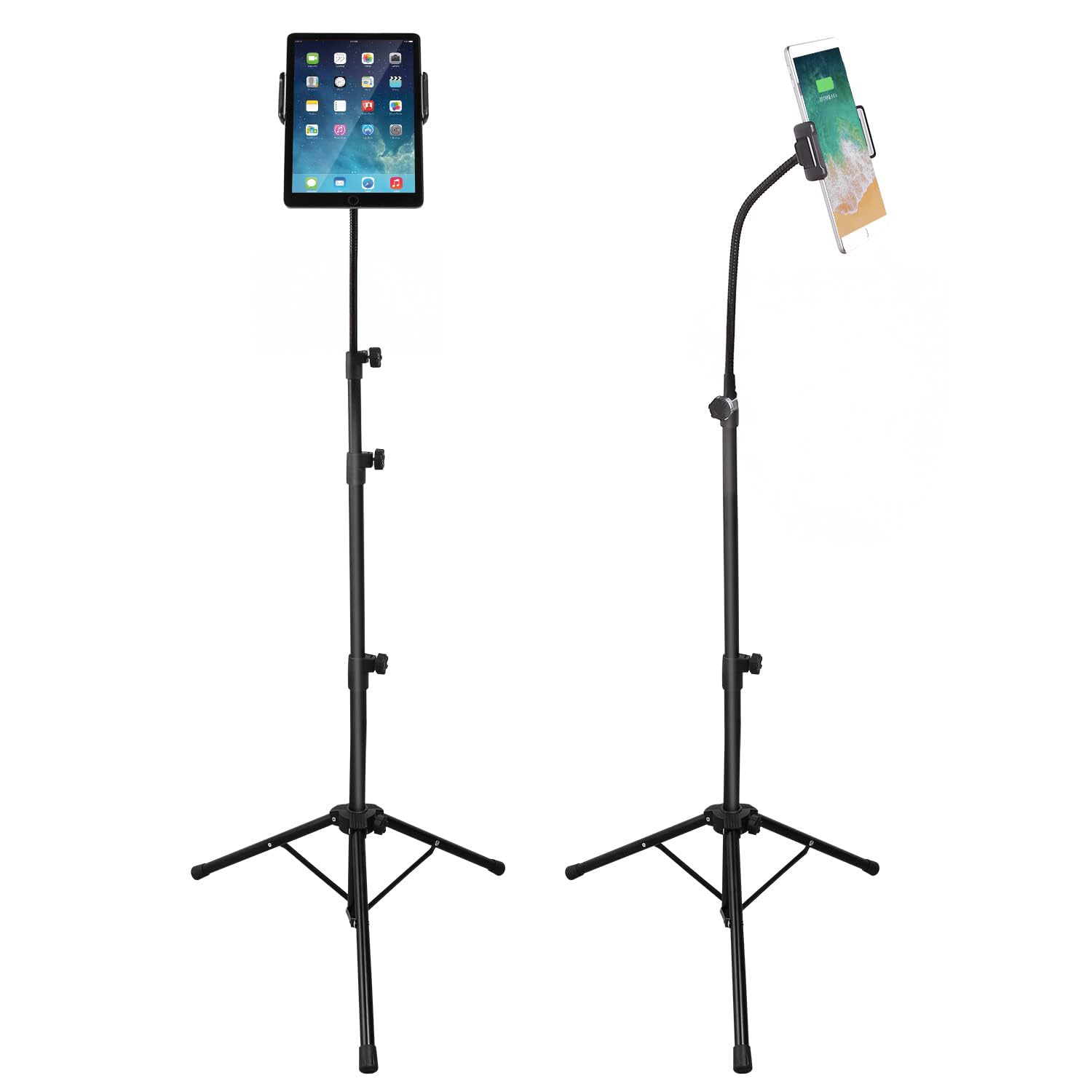 RCHYFEED Apple iPad Tripod Stand with Gooseneck, 63-Inch Height, 360° Rotating, Compatible with iPhone, iPad Mini, Pro, Air, Most Tablets