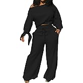 Yiershu Lounge Sets for Women 2026 Sweatsuits 2 Piece Outfit Tracksuit Matching Set Wide Leg Sweatpant