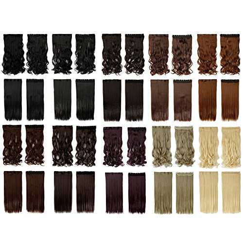 S-noilite Trendy 24"/26" Straight Curly 3/4 Full Head One Piece 5clips Clip in Hair Extensions Long Poplar Style for Xmas Gifts 22colors (26" - Straight, natural black)