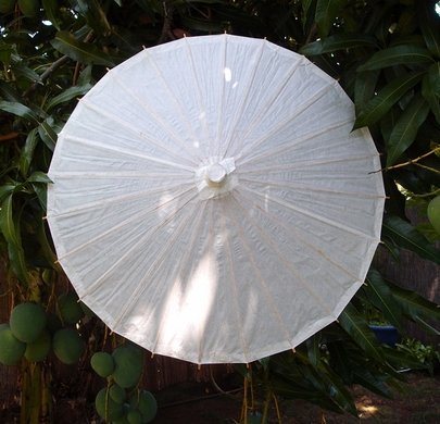 Quasimoon PaperLanternStore.com 32" White Paper Parasol Umbrella