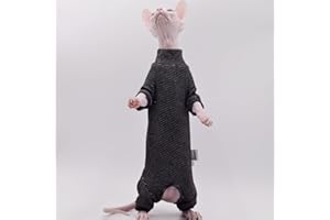 DUOMASUMI Hairless Cat Clothes Four-Legged Velvet Warm Autumn and Winter Cat Apparel for Sphynx Cat, Devon Rex Cat, Cornish (Medium)