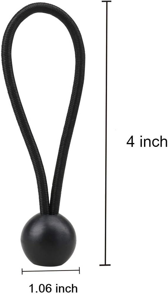 30 Pack Bungee Balls, Taomoder Black Bungee Cord HeavyWeight 4 inches Tarp Bungee Cords Tie Down Straps Multifunction Elastic Rope for Camping, Tents, Cargo, Projector Screen, Canopy Tent - - 