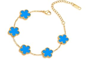 FLY FEI 18K Gold-Plated Four Leaf Clover Bracelet for Women,Adjustable lucky Bracelet Set Jewelry Gift-Hypoallergenic Charm for Birthdays, Wellness & Daily Wear