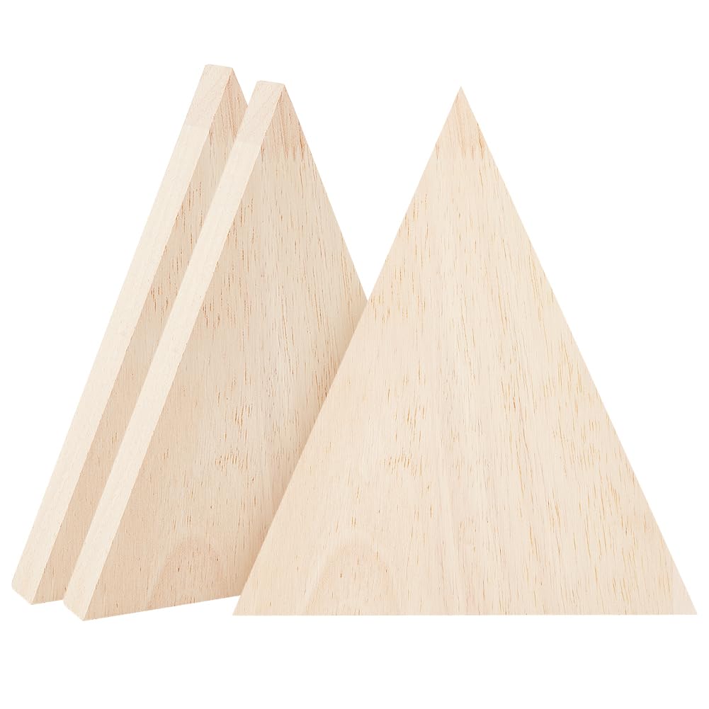 OLYCRAFT 3Pcs Unfinished Wooden Triangle Shaped Blocks Triangle Wooden Tray Plates Blank Wood Cutouts Unpainted Wood Triangles Slices for Home Kitchen DIY Supplies -180x150x19mm