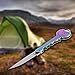Huayang| Opening Tactical Folding Knife, Key Folding Knife Key OK Printed Camping Outdoor Survival Pocket Knife Folding Blade Key Shaped Knife Gift with Free Tower Key Chain