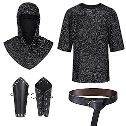 Renaissance Faux Chain Mail Armor Tunic Shirt Coif