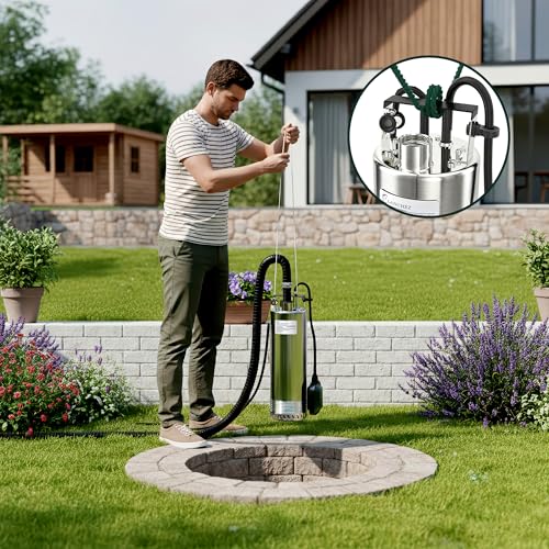 LANCHEZ 1500 W Submersible Pump with Float, Submersible Pressure Pump with 6800 l/h Flow Rate, Maximum Head 60 m, Immersion Depth Max. 16 m, Water Pump for Cellars, Agriculture, Horticulture
