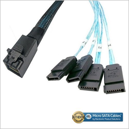 Internal Mini SAS HD SFF-8643 to 4 SATA Internal Cables 1 Meter