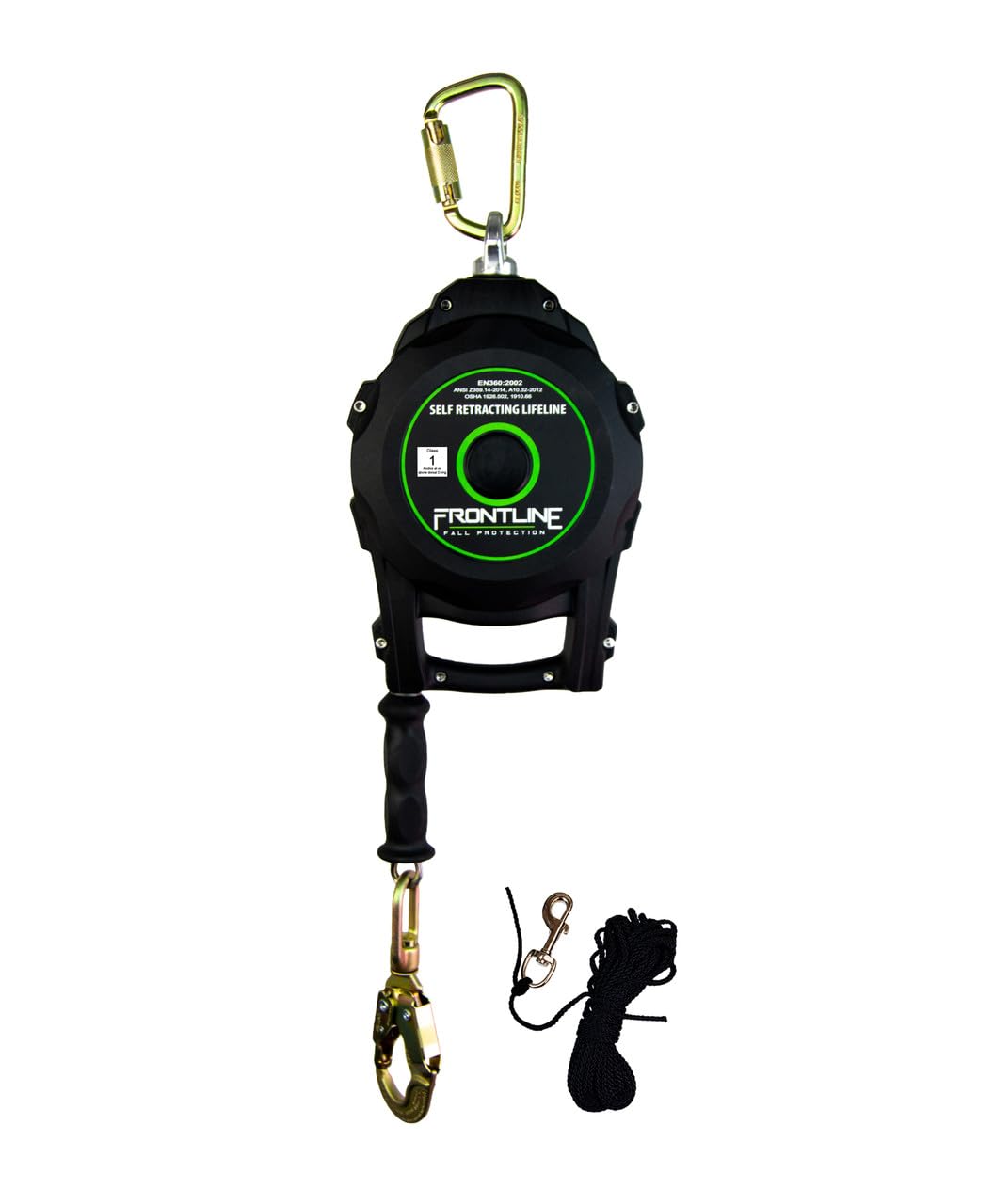 Photo 1 of Frontline RPGC 50Ft Cable Single Leg SRL with Steel Snap Hook End | Ergonomic Carry Handle & Tagline | High Strength, Corrosion-Resistant | 310 lbs Capacity | ANSI & OSHA Compliant