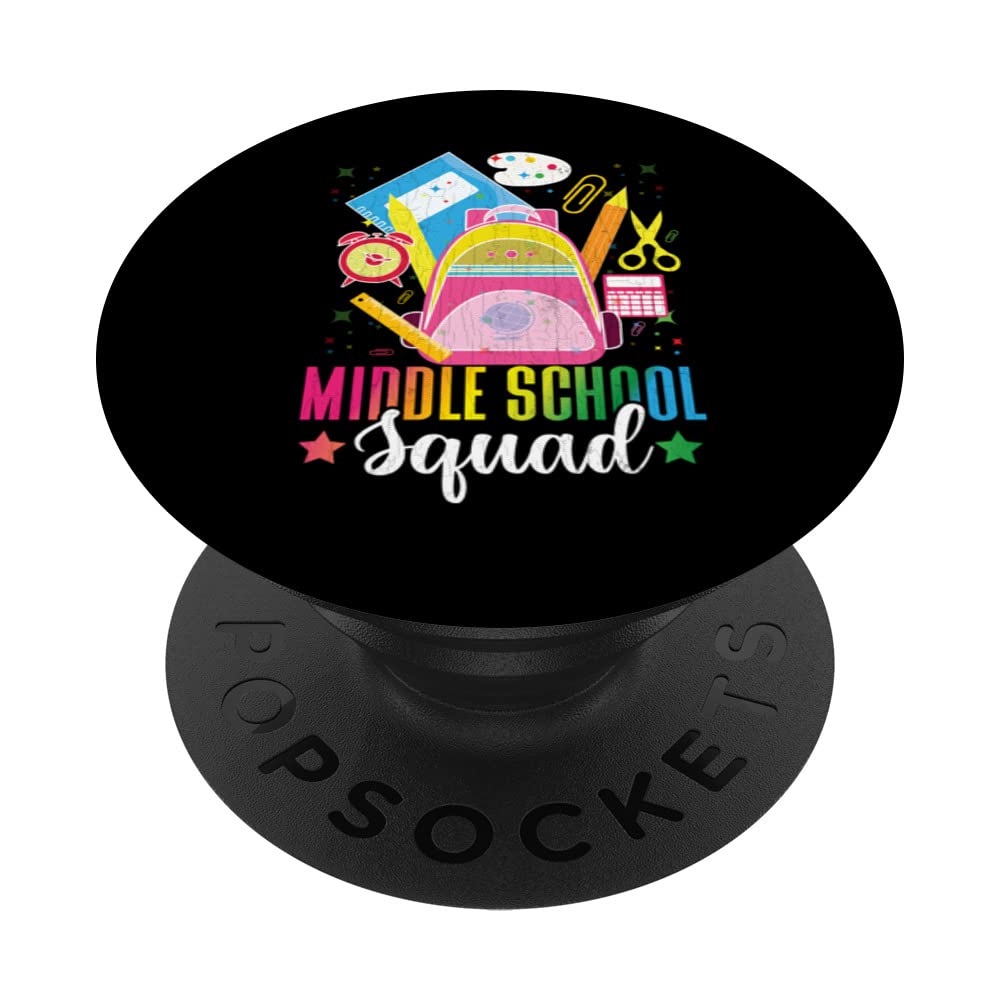 Middle School Squad Funny First Day Back To School Graphic PopSockets Swappable PopGrip