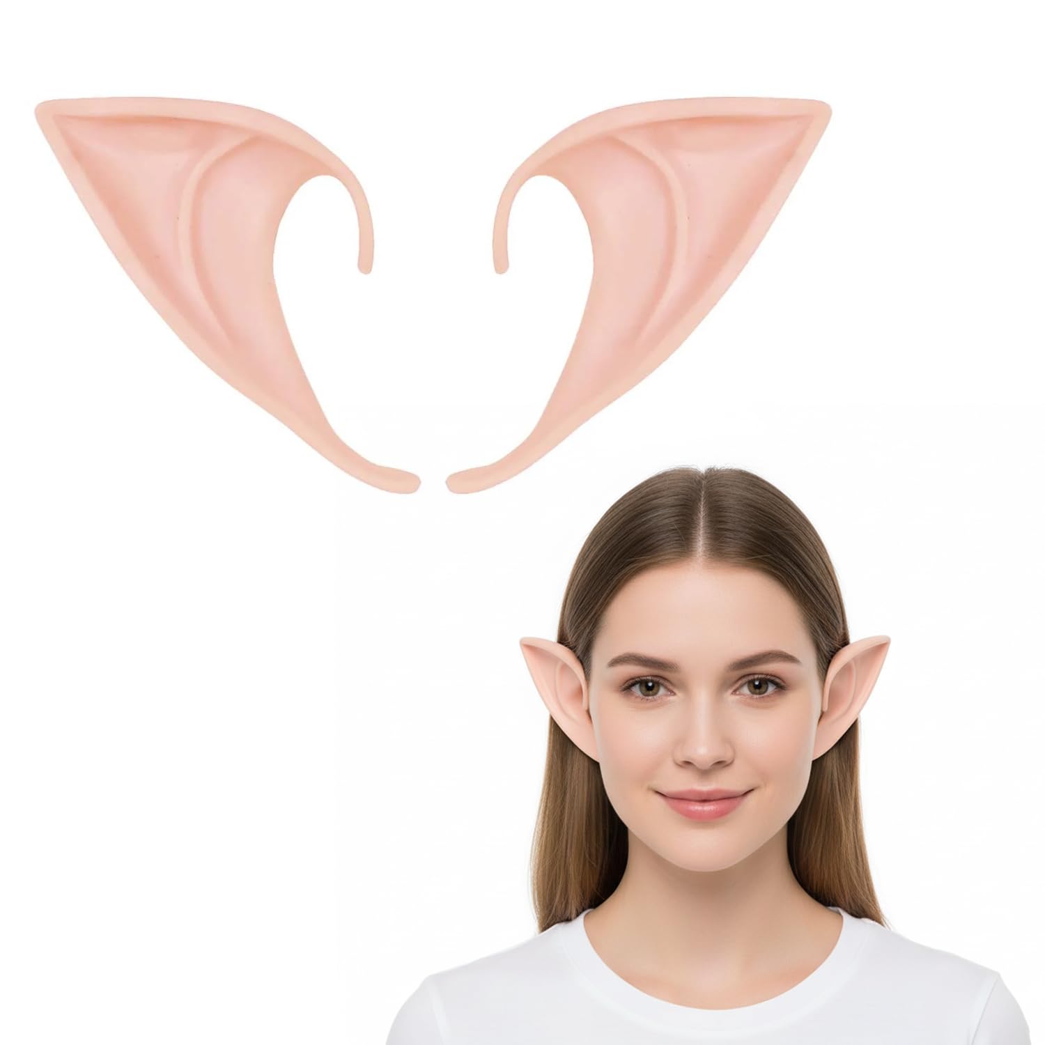 Bela Dox Adult Unisex Christmas Elf Ears - Soft Latex Pixie Ears for Costumes, Cosplay & Christmas Parties | Pointed Fairy Ear Tips for Halloween, Xmas & Anime Events