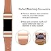 Mornex Replacement Leather Band Compatible with Fitbit Charge 2, Classic Genuine Leather Wristband for Men Women(Brown-Rosegold Buckle)
