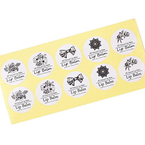Lip Balm Stickers, Lip Balm Labels 5sheet 50pcs (Circle Lip Balm Labels