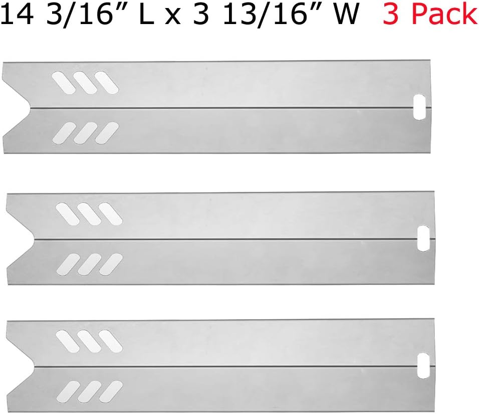 SUONA Grill Heat Shield Replacement Parts for Backyard BY14-101-001-05, BY16-101-0,GBC1490WB,Uniflame GBC1030WRS, Stainless Steel Heat Plate Tent Deflector 14 3/16”x3 13/16" 3 Pack(ST-07-3)