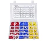 Sunsir 480pcs Wire Terminals Crimp Electrical Wire Connectors, Mixed Assorted Lug Kit Insulated Spade Ring Fork Ring Bullet Male Female Auto Wiring Set with Premium Case