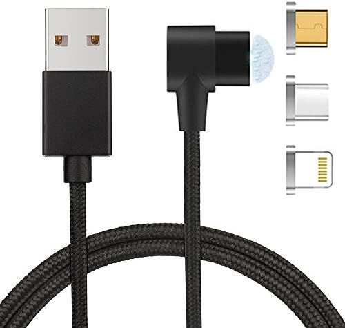 3 in 1 Magnetic Cable, LYILIN Lightning+Type C+Micro Connectors USB Charging Cable and Data Transmission for Apple iPhone X/8/8Plus/7/7 Plus/6s SamsungS8 Android HTC LG 2.4A Max Output Charge (Black)
