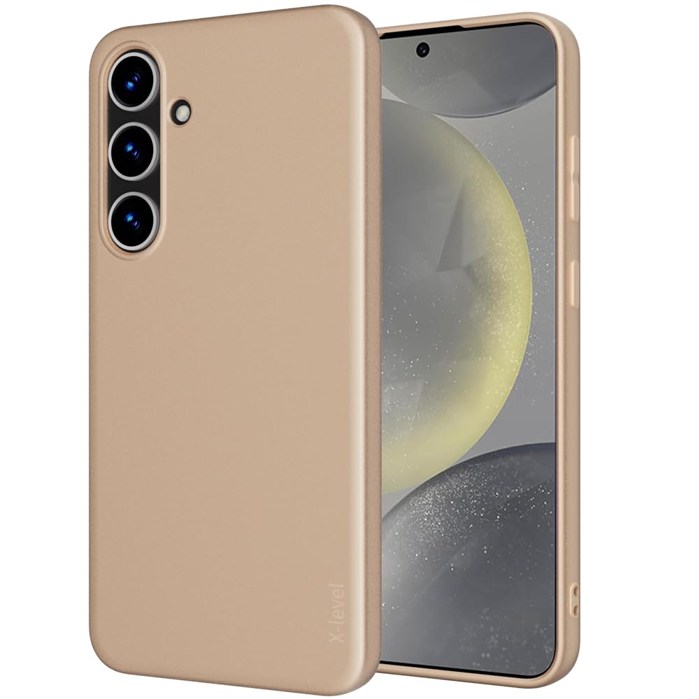 X-level for Samsung Galaxy S24 Plus Case Slim Fit Ultra-Thin Super Soft TPU [Guardian Series] S24 Plus Phone Back Cover Light Protective Matte Finish Coating Shockproof Case for Men Woman -Gold
