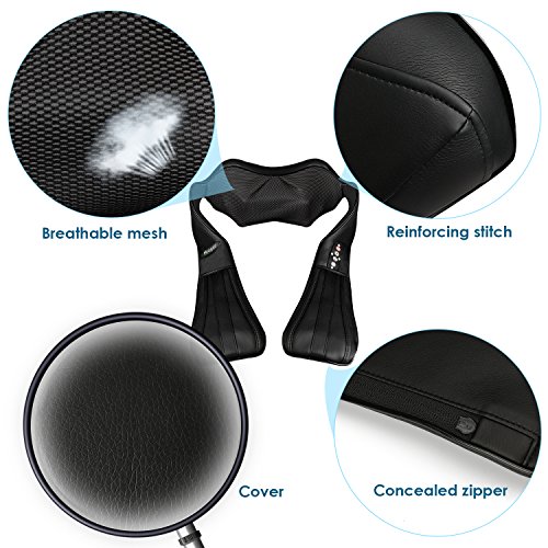 Feagar Shiatsu Neck & Shoulder Massager with Heat - Adjustable Intensity Deep Kneading Heat Therapy Massager with Car Adapter to Relieve Sore Muscles, Back Pain - Perfect for Car, Office Chair - Thumbnail 4