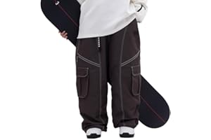 SNOWVERB Womens Mens Baggy Waterproof Streetwear Jeans Snowboard Ski Loose Fit Snow Pants