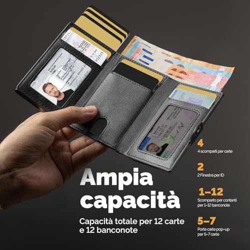 Manmaxim Airtag Men's Wallet, Slim Men's RFID Shielded Credit Card Holder, Compact Men's Air Tag Wallet with Coin Holder Capacity Card Holder for 9-12 Cards & 2 ID Window