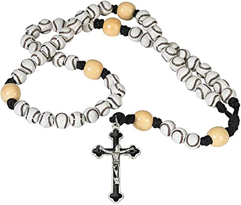 CB Athlete Protection Baseball (Softball) Shape Bead 20 Inch Corded Athletic Wear Sports Rosary: Jewelry