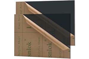 Lesnlok Black Transparent Acrylic Sheet 1/8 inch Thick 3mm 2 Pieces 8 x 12 Black Clear Plexiglass Sheet for Sign,Craft,Painting,Laser Cutting,DIY Display Projects