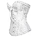 Camellias Women's Sexy Lace up Back Satin Overbust Corset Waist Cincher Corset Bustier Top Lingerie Dress Costume With G-string White, SZ1070-White-3XL