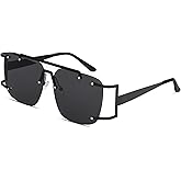 BOTEN Aviator Sunglasses for Women Men Oversized Square 70s Sun Glasses Double Bridge Pilot Shades