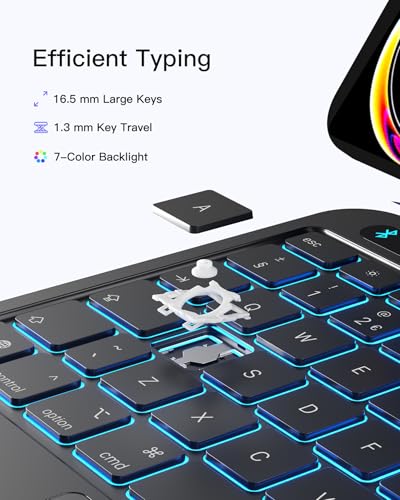 Inateck NeoMagic Magnetic Keyboard Case for iPad Air 11 inch M4 2026/M3/M2, Air 5/4 Gen 10.9 Inch, Pro 11" 4/3/2/1 Gen, Large Multi-Touch Trackpad, LED Power Display, 7 Color Backlit, with Pen Holder