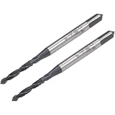 uxcell M2 x 0.4 Spiral Flute Thread Tap, Metric Machine Threading Tap HSS Nitriding Coated, Round Shank with Square End, H2 Tolerance, 2pcs