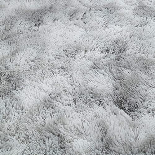 ASIinnsy Living Room Rug, Long Hair, Shaggy Modern Room Carpets, Large, Grey, Non-Slip, Soft, for Bedroom, Dining Room, Plush Rug (250 x 300 cm, Grey White)