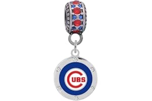 FINAL TOUCH GIFTS Cubs Crystal Charm Compatible With Pandora Style Bracelets. Can also be worn as a necklace (Included.)