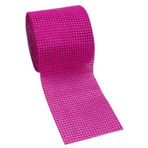 Fuchsia Rhinestone Diamond Style Arts and Crafts Decorating Mesh Ribbon Roll (4.75" x 10 Yards, 24 Row, 1 Roll)