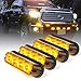 Xprite Amber Yellow 4 LED 4 Watt Emergency Vehicle Waterproof Surface Mount Deck Dash Grille Strobe Light Warning Police Light Head with Clear Lens - 4 Pack