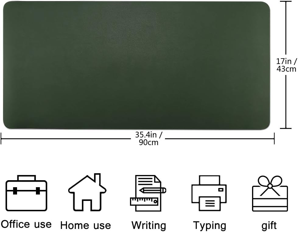 BUBM Desk Pad Protector 35.4" x 17", PU Leather Desk Mat Blotters Organizer with Comfortable Writing Surface(Dark Green) : Office Products